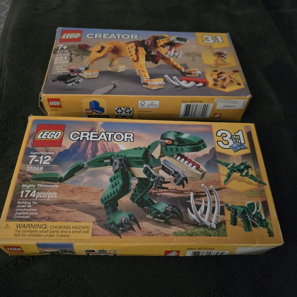LEGO Creator Mighty Dinosaurs & Wild Lion 2-Pack Kids Toy Sets (Open Boxes) - Picture 2 of 4